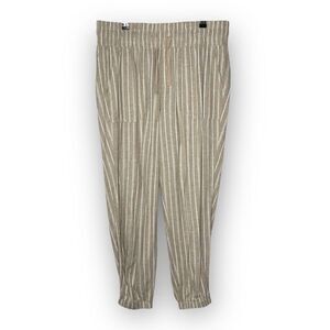 Briggs Tan Cream Striped Casual Lightweight Pants Linen Blend Women’s Size 12